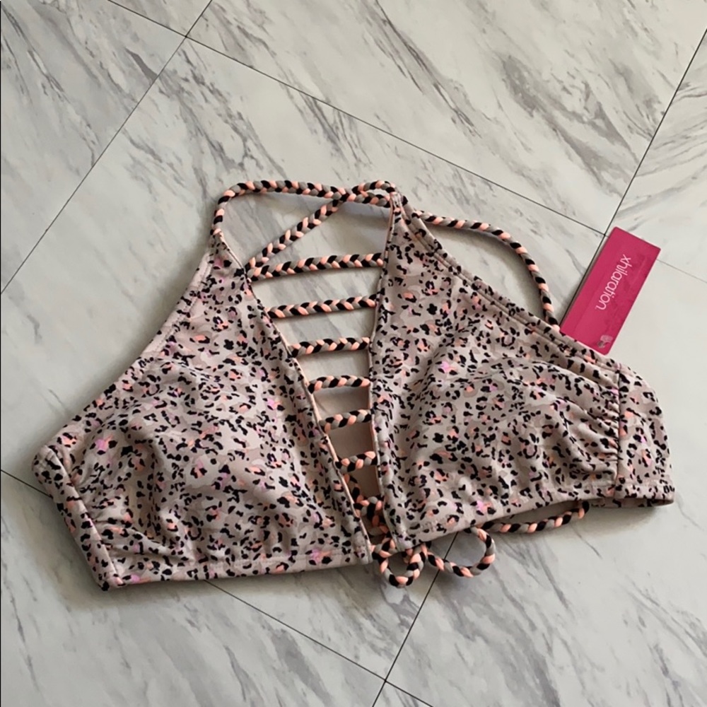 COPY - High Neck Neon Leopard Bikini Top